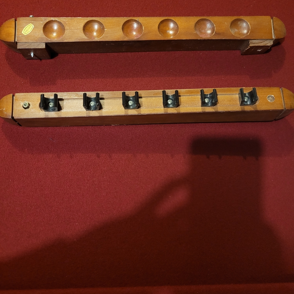 Elegant Brown Wooden Cue Rack for Game Room